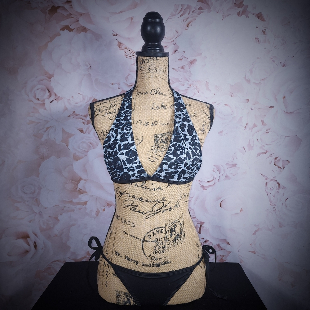 Dreamgirl Leopard Print Halter Side Tie Hipster Bikini